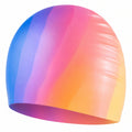 Bunte Silikon-Schwimmkappe für Wassersport - Blau/Rosa/Orange
