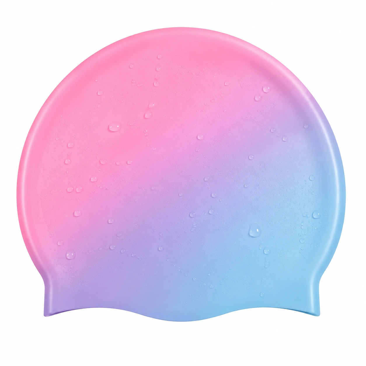Bunte wasserdichte Schwimmkappe aus Silikon - Rosa/Blau