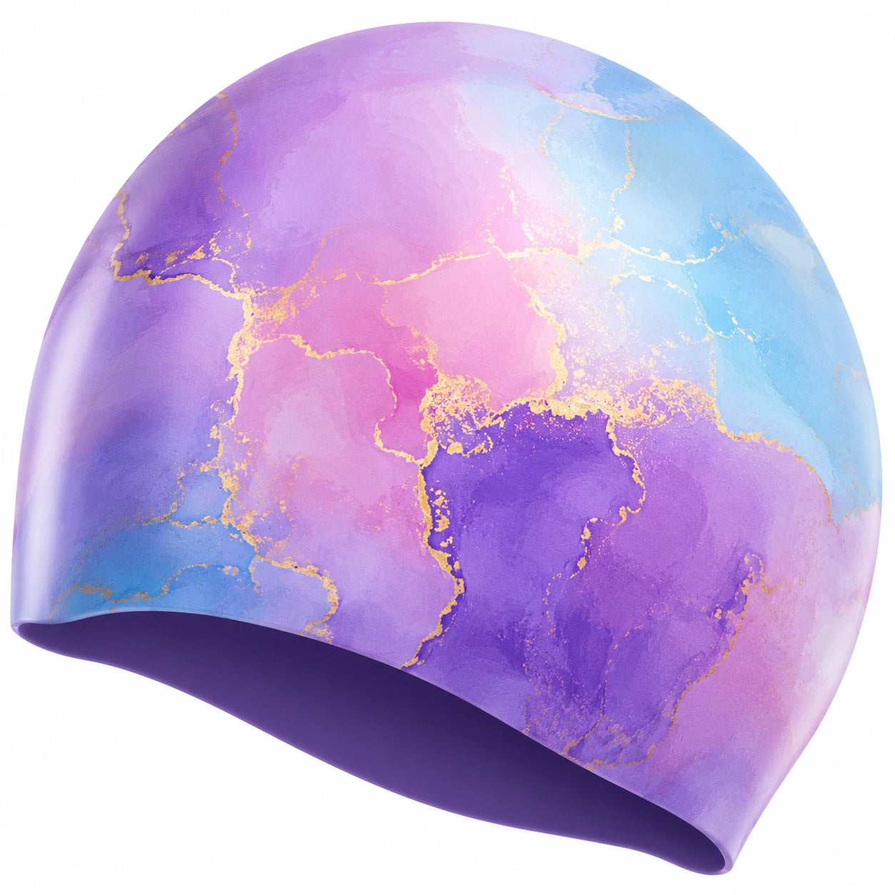 Bunte Wasserdichte Schwimmkappe Lila/Pink/Blau