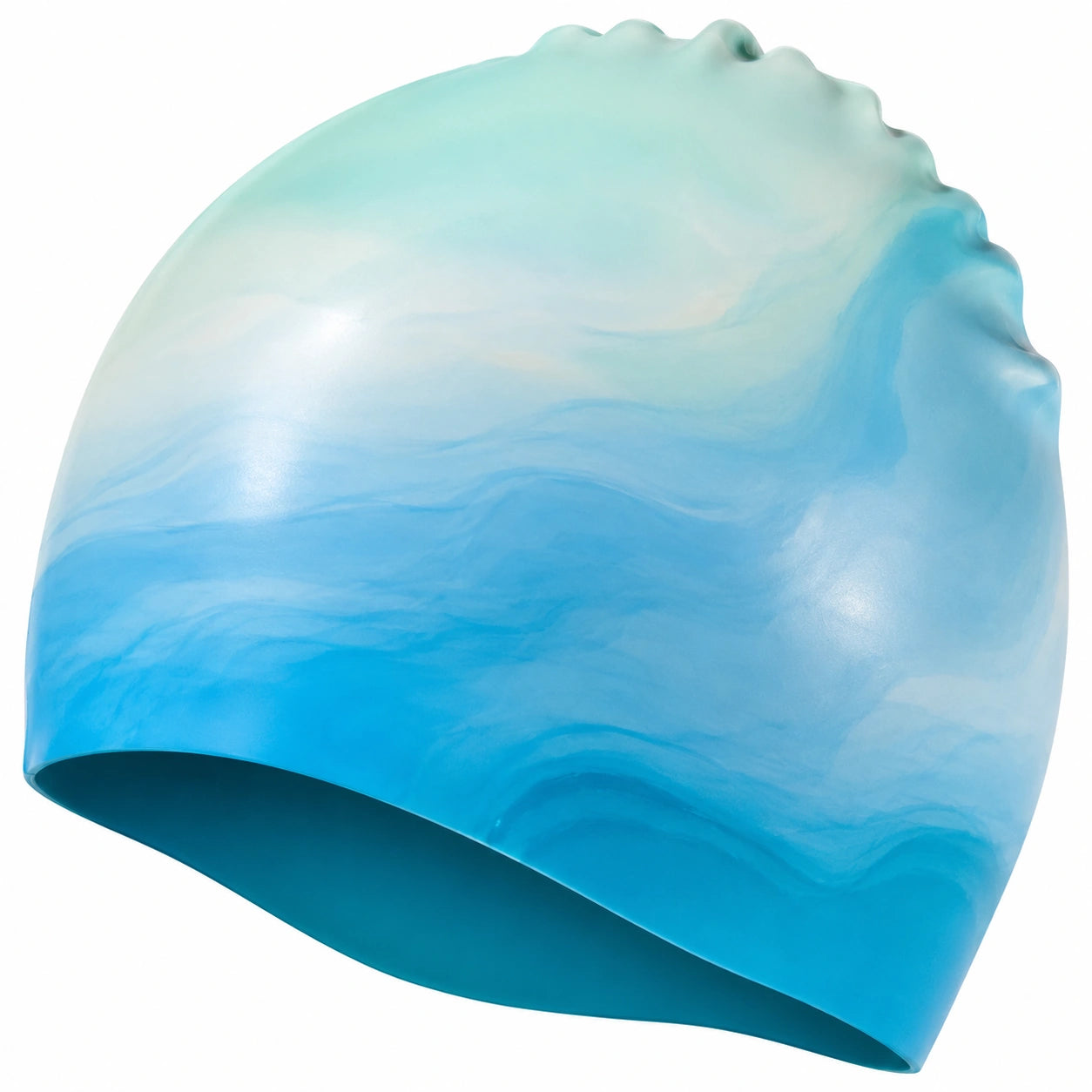 Bunte Silikon-Badehaube Wasserdicht, Blau/Grün