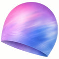 Bunte Silikon-Schwimmkappe Wasserabweisend Rosa/Lila/Blau