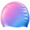 Wasserdichte Silikon-Schwimmkappe Farbverlauf Rosa-Blau