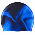 Wasserdichte Silikon-Schwimmkappe Blau-Marmoriert