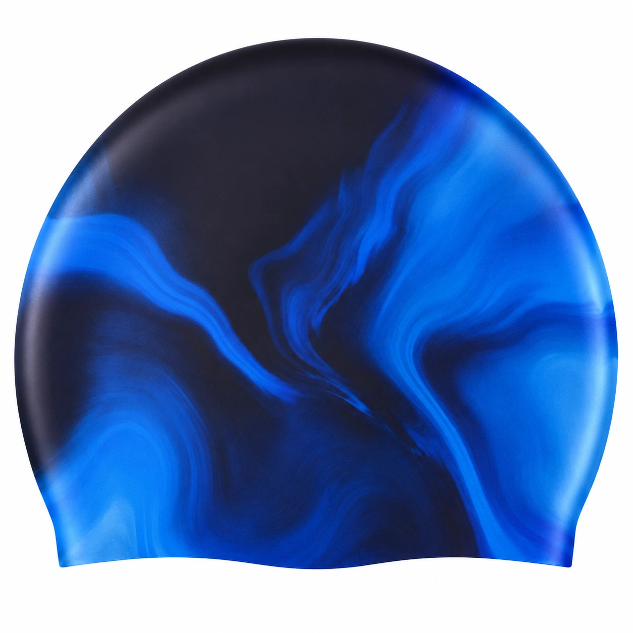 Wasserdichte Silikon-Schwimmkappe Blau-Marmoriert