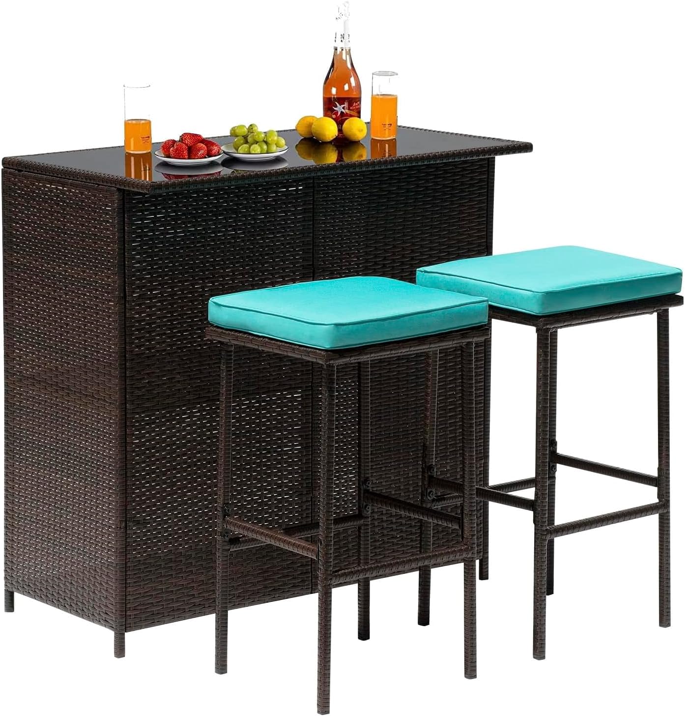 Polyrattan Gartenbar Set Gartenmöbel, wetterbeständig