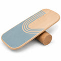 Balance Board Blau/Natur 75x30 cm mit Rollendurchmesser 10 cm