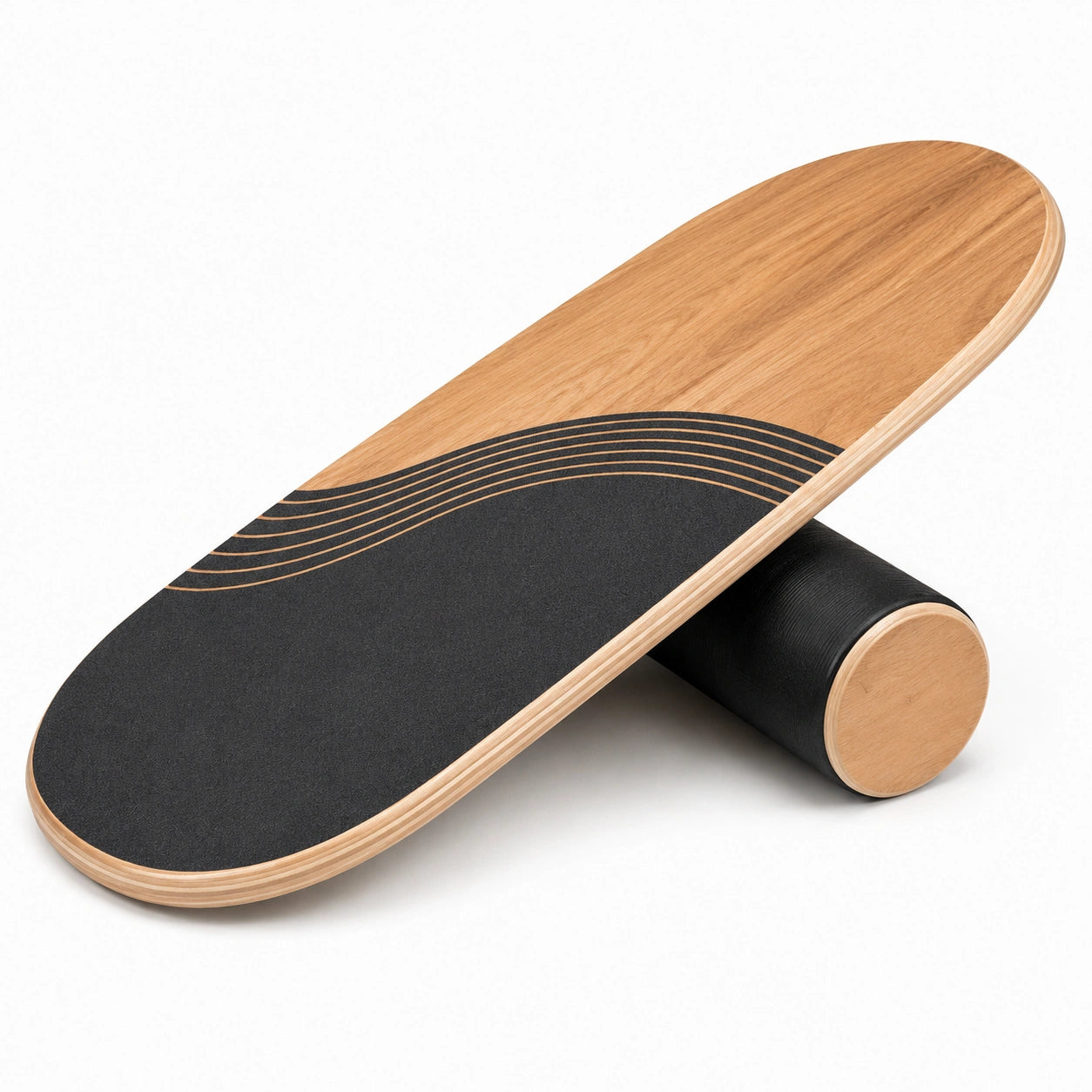 Holz Balance Board mit Rutschfester Oberfläche - Schwarz/Holz