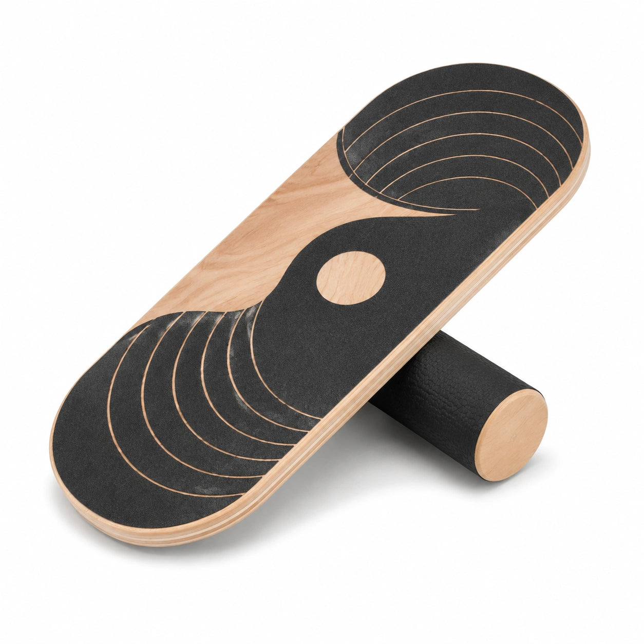 Balanceboard Schwarz/Natur für Gleichgewichtstraining 80x30 cm