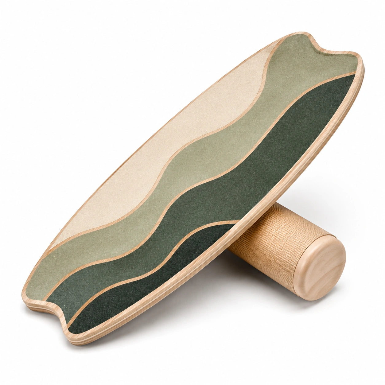 Balance Board Wellen Design, 80x30 cm, Grün und Beige