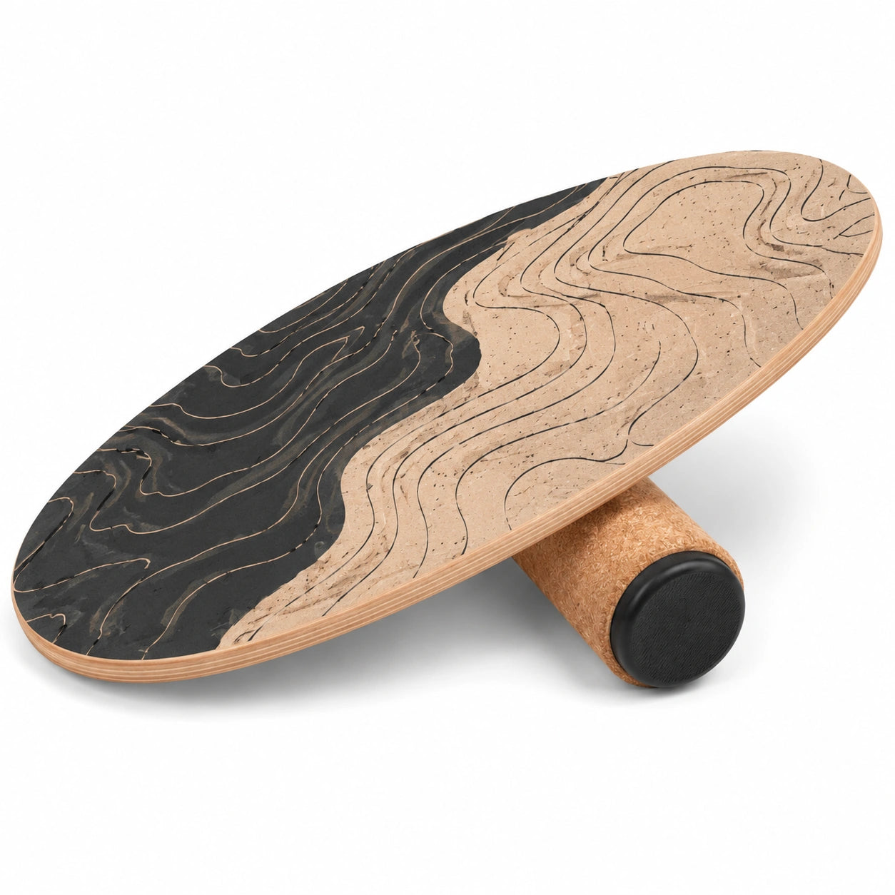 Balance Board mit Wellenmuster für Balance-Training Schwarz/Natur