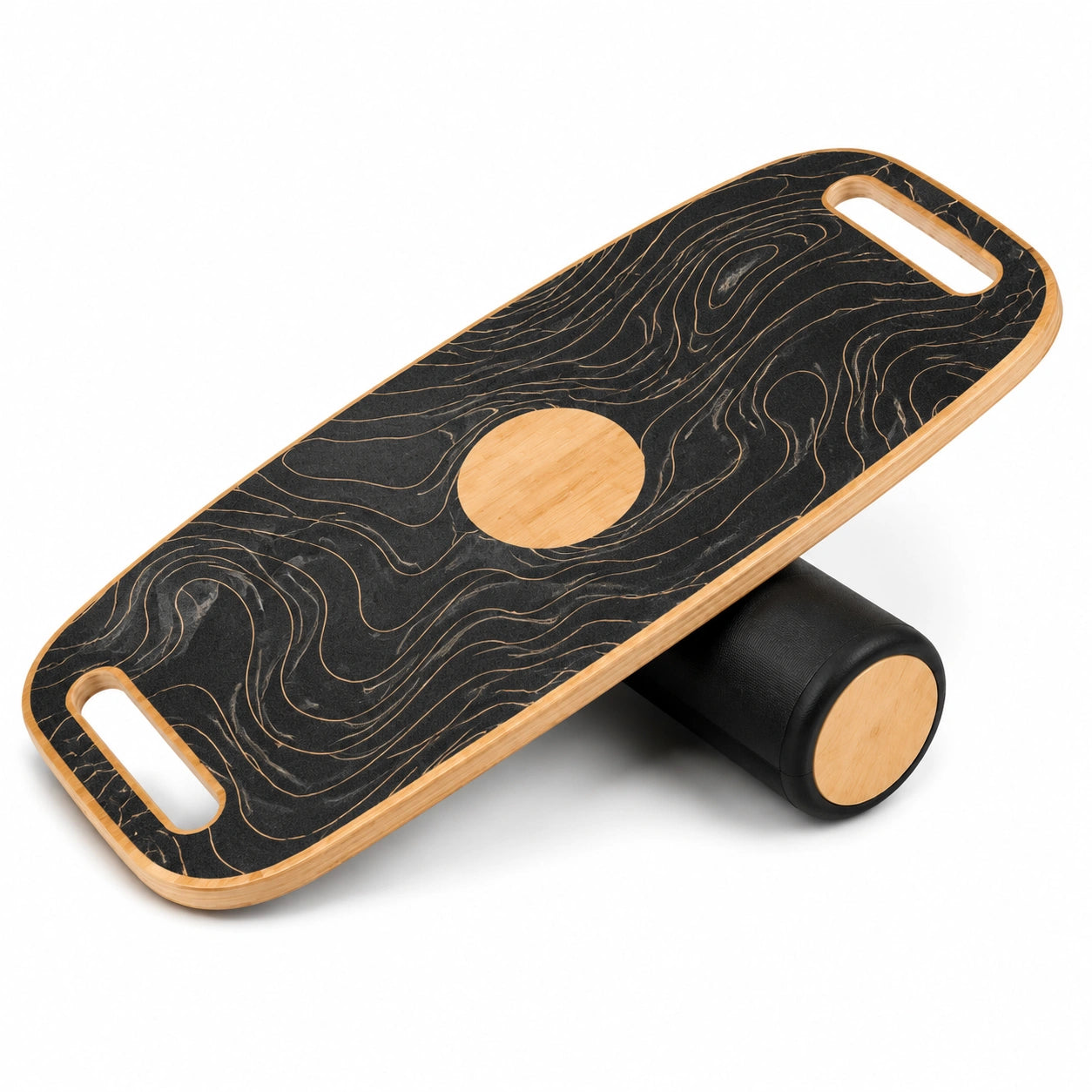 Balance Board Schwarz 74x30 cm mit Anti-Rutsch und Griffen