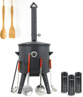 Utschak Feuerofen Ø 44 cm mit Thermometer & Gusseisen Feuerschale, Ø 46,5 cm, 16 L