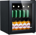 HCK 48L Mini Kühlschrank, Lautlose kleine Kühlschränke 39 dB, 42 L, LED-Beleuchtung, 0-15 C Getränkekühlschrank für Bier, 2 Ablagen, Bierkühlschrank