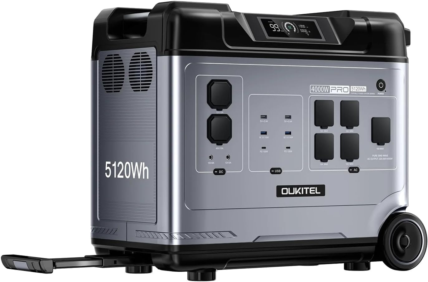 OUKITEL P5000 Pro Tragbare Powerstation 4000 W Kaffeemaschine, 400 W, APP, 5120Wh Solar Generator mit LiFePO4-Batterie, 15 Anschlüsse