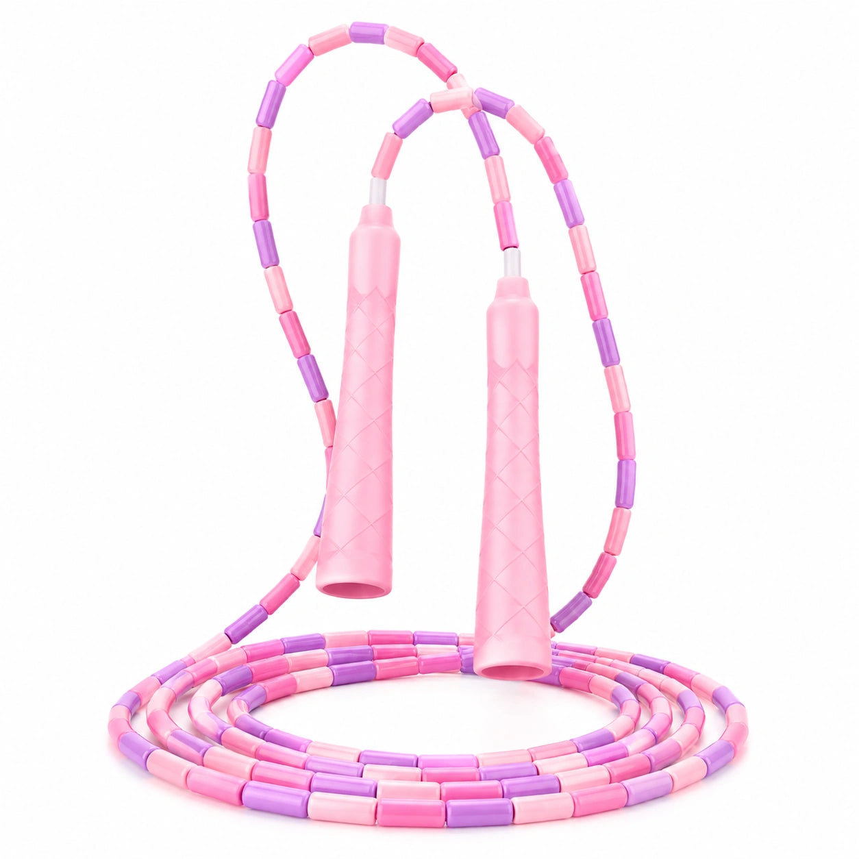 Verstellbares Perlen-Springseil für Fitness und Koordination - Rosa/Lila