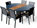 ALEOS. Gartengarnitur Gartenset Aluminium Teak Set mit rundem Ausziehtisch