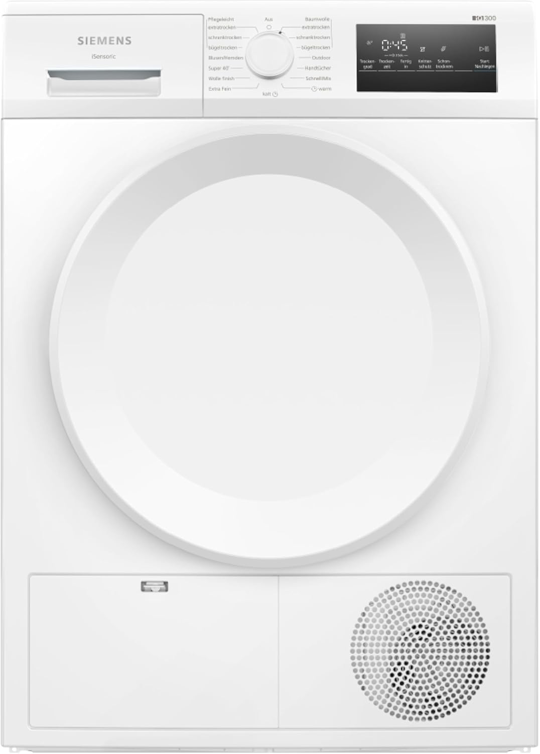 Siemens WT43H004 Wärmepumpe, 8 kg, 65 dB, Touch LED-Display, iQ300, super40-Programm, zahlreiche Komfortfunktionen