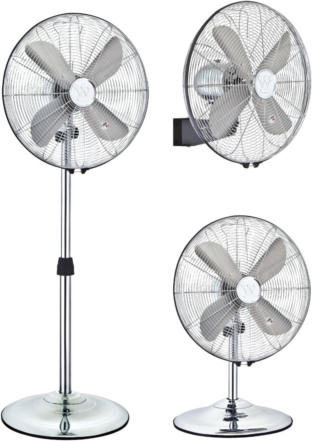 Westinghouse Lighting Silver Stream/ 40 cm, 3in1 tragbar Ventilator, Maximale Größe als Standventilator: 115 cm, 152 L, Oszillation, chrom 7242140