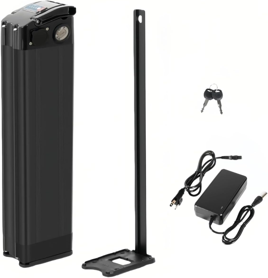 Schwarz Silverfish 36V/48V 13/15/17.5/20Ah E-Bike-Akku für 250 W 350 Mountainbike, Kompatibles Ladegerät: 54,6 V 3 A