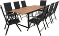 DEGAMO Gartenset Garnitur RIVELLO 9-teilig (8X Klappsessel, 1x Ausziehtisch 150/200 × 90 cm), klappbar, wetterbeständig
