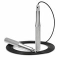 Verstellbares Springseil mit Stahlseil, Schwarz/Silber, 300cm
