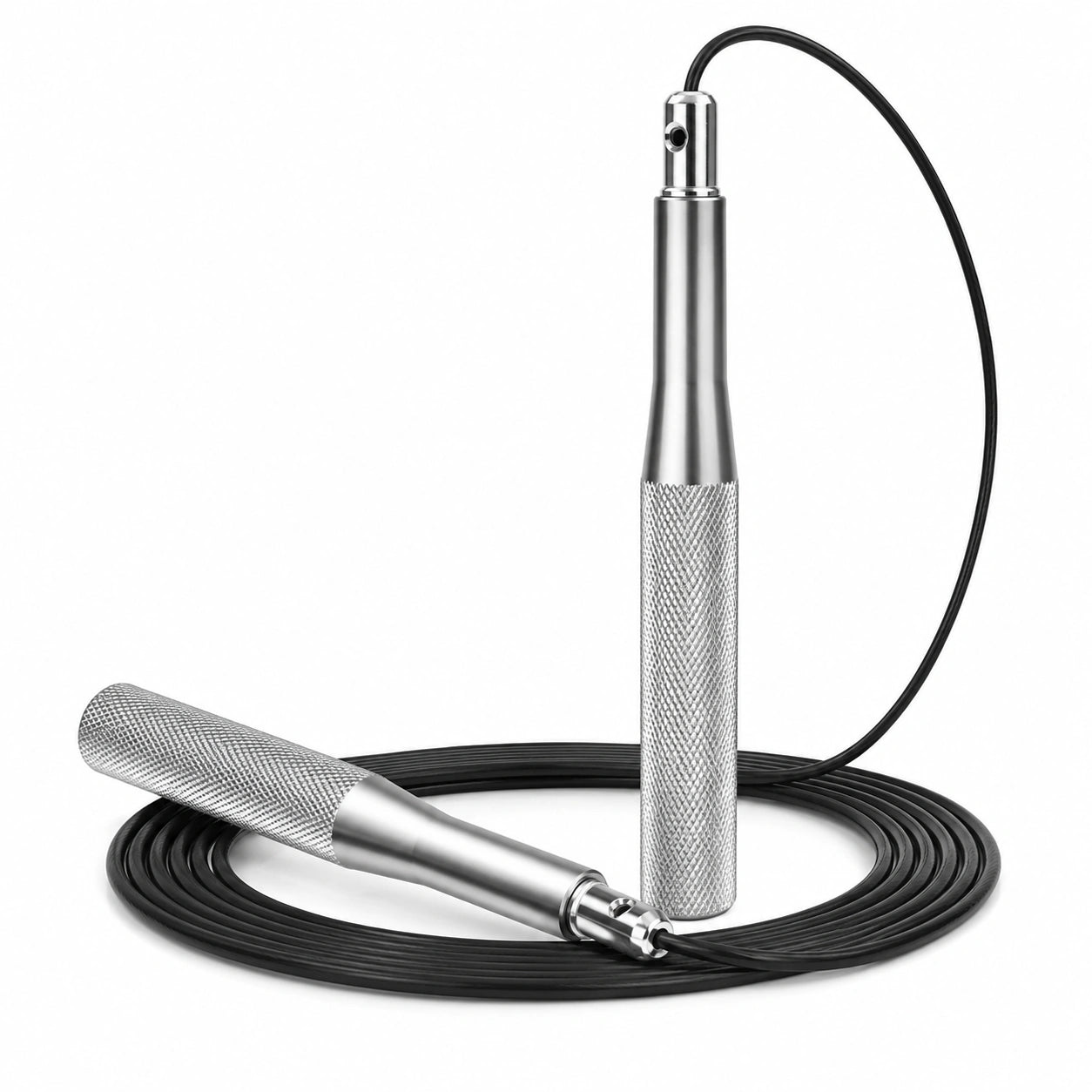 Verstellbares Springseil mit Stahlseil, Schwarz/Silber, 300cm