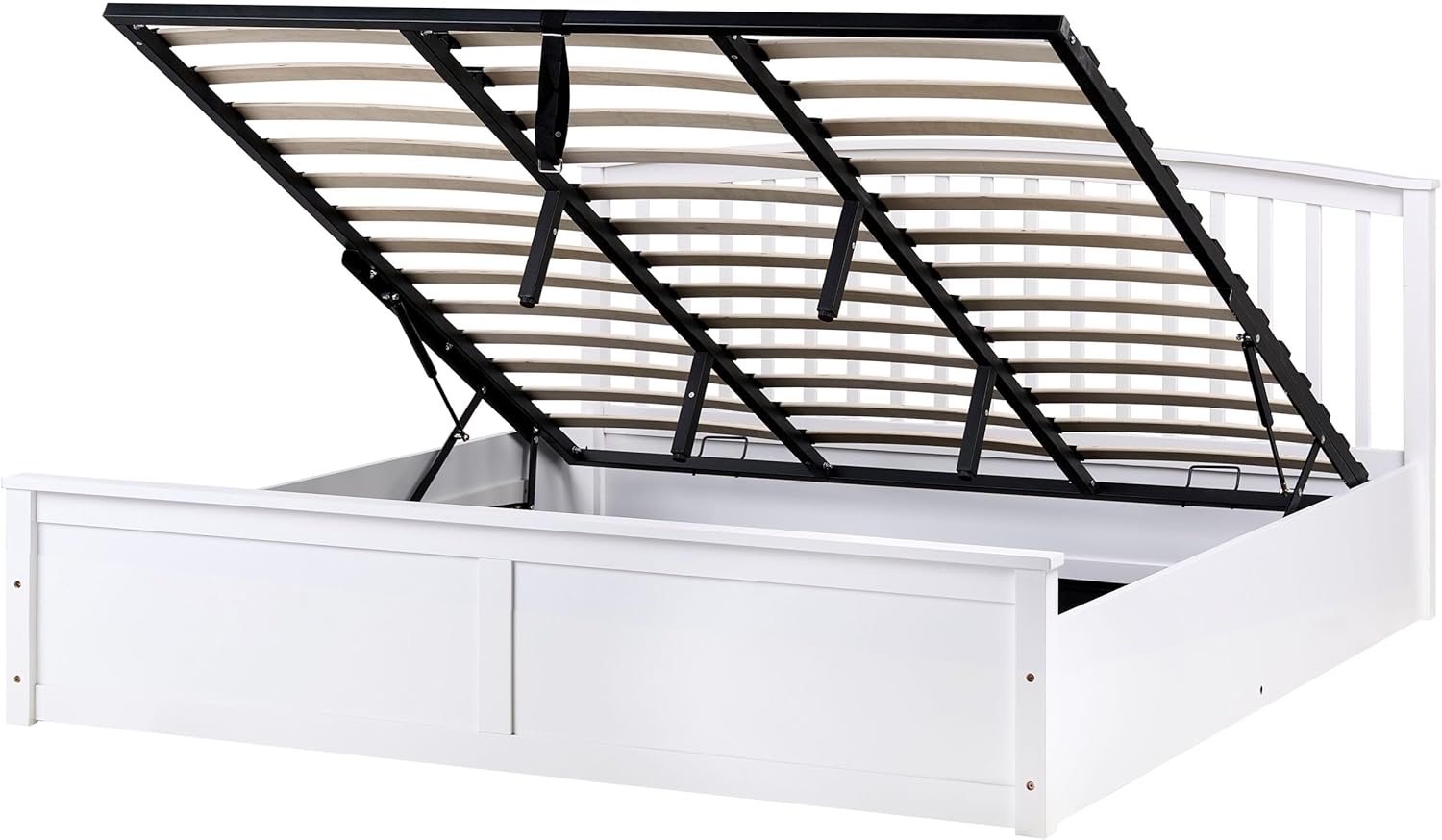 Beliani Holzbett weiß mit Bettkasten Lattenrost 180 × 200, Stauraum
