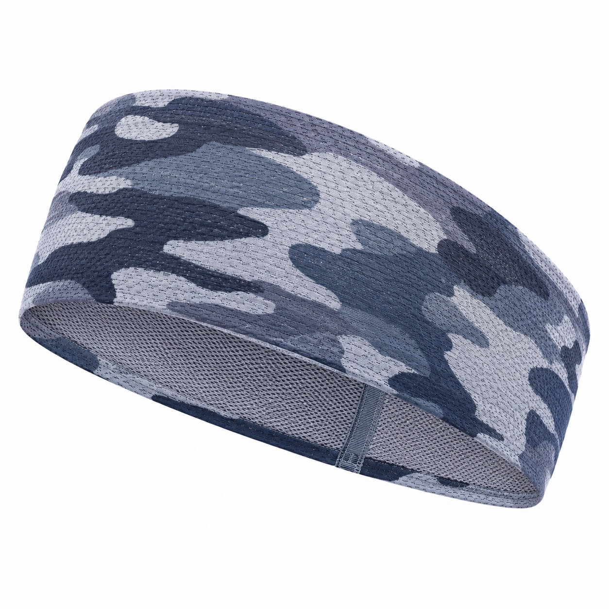 Sport-Stirnband Camouflage Blau/Grau, Atmungsaktiv