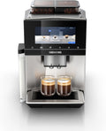 Siemens Kaffeevollautomat, großes farbiges TFT-Display, Steuerung per App, App-Steuerung, Edelstahl, 2 Bohnenbehälter, 36 Heiß- und Kaltgetränke