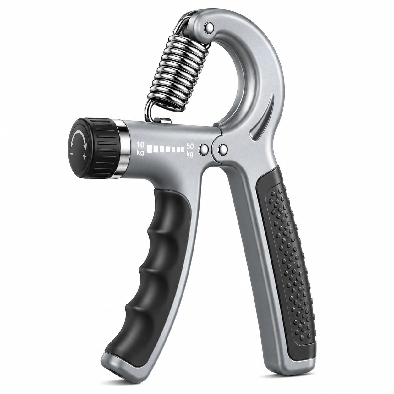 Verstellbarer Handtrainer, 10-50 kg Widerstand, Silber/Schwarz