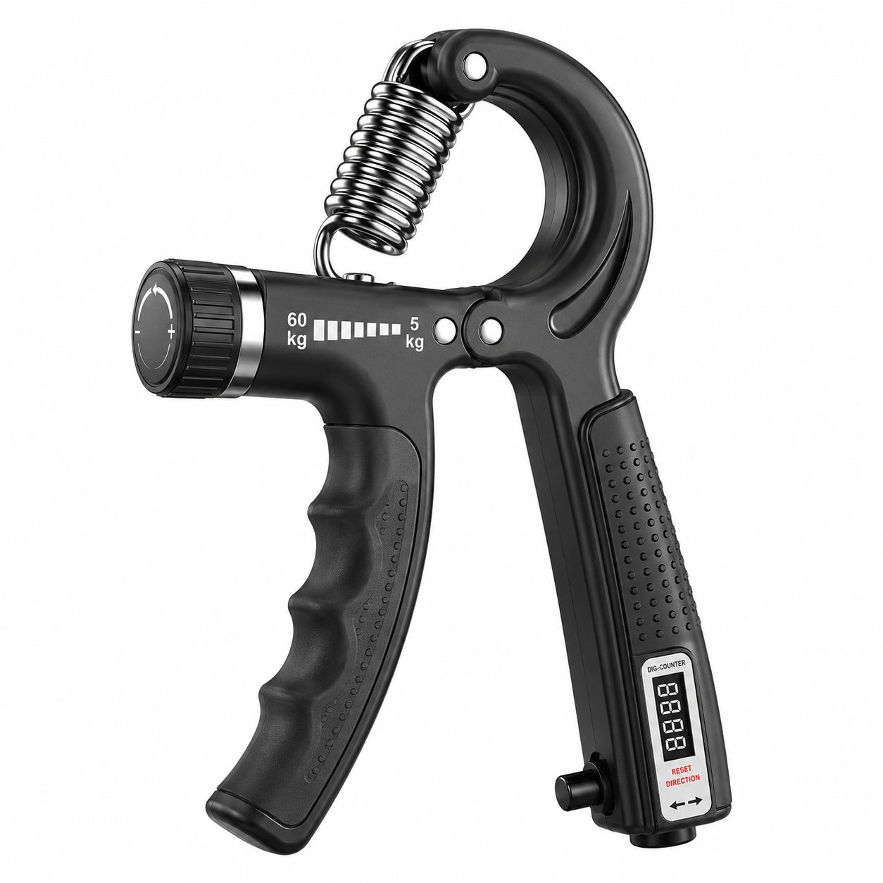 Einstellbarer Handtrainer mit Zähler 5-60 kg, Schwarz