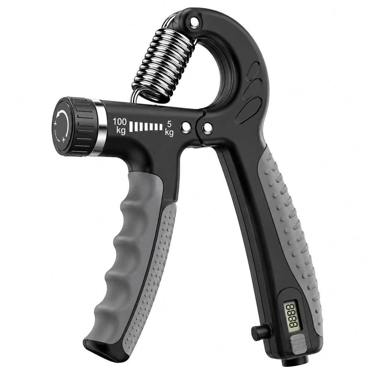 Einstellbarer Handtrainer mit Zähler 5-100kg Schwarz/Grau