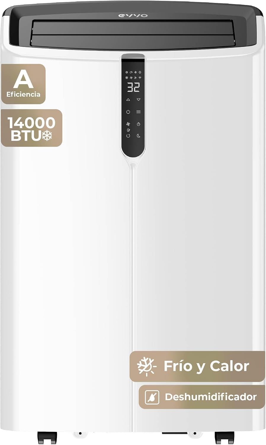 EVVO Clima Silent Tragbare Klimaanlage, 14000 BTU, Timer, Luftentfeuchter, Fenster-Kit (P14)