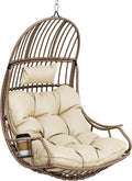 YITAHOME Hängesessel, Stauraum, Rattan Schaukelsessel mit Kissen & Getränkehalter