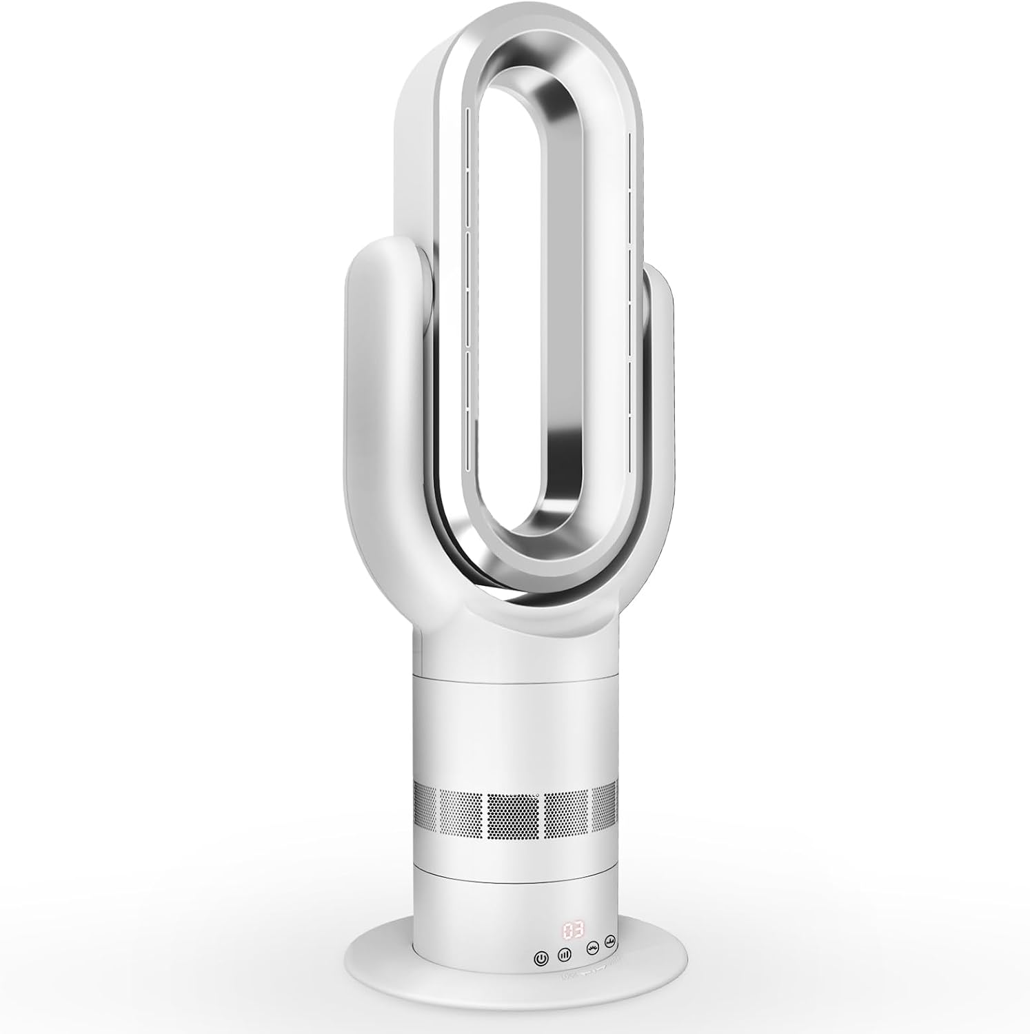 QG660 Bladeless Turmventilator, 51 dB, Fernbedienung & Touch-Steuerung, Timer, Oszillation, Display, 2-in-1 Heizgerät & Kühlventilator, verstellbar