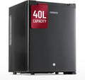 Arebos Mini Kühlschrank, 27 dB, 40 L, abschließbar mit LED & Temperaturregelung, Stauraum, leise Minibar & Getränkekühlschrank, verstellbar