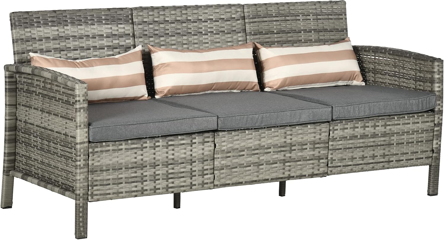 Outsunny Rattan Sofa, 173 × 68 × 78 cm, Gesamtmaße: B173 x T68 x H78 cm, wetterbeständig