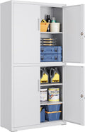 SONGMICS Aktenschrank, 40 × 80 × 180 cm, 4 Türen und 5 Ebenen, 2 Schlösser, verstellbare Ablagen, mattgrau OMC016G01