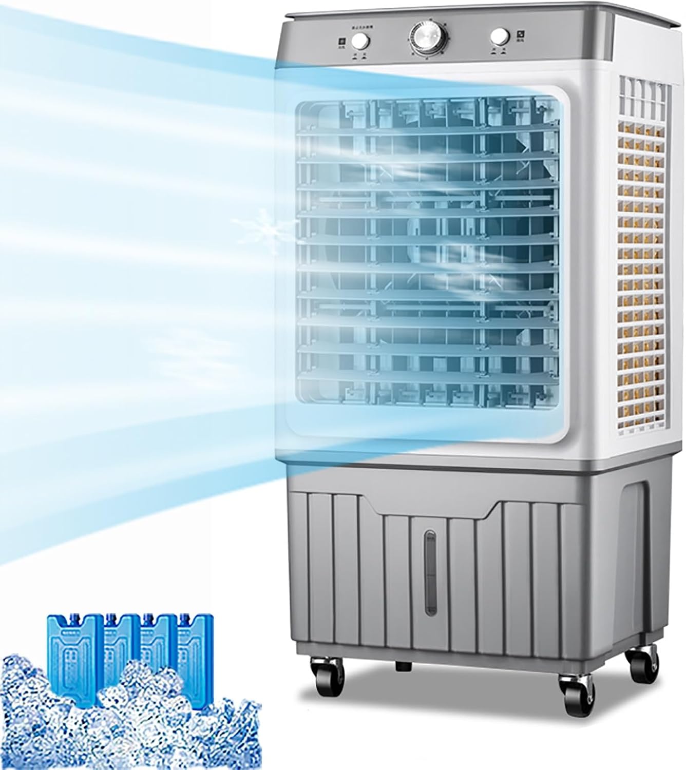 Verdunstungsluftkühler Ventilator, 45 L, Fernbedienung, Timer, Heim & Gewerbe eiskalter Luftventilator Kühler zur Kühlung, Luftbefeuchtung