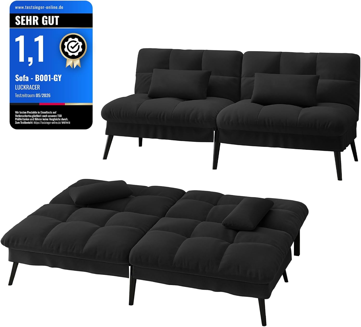 LUCKRACER Sofa, überzug Futon Klappsofa, 5 Verstellbare Winkel