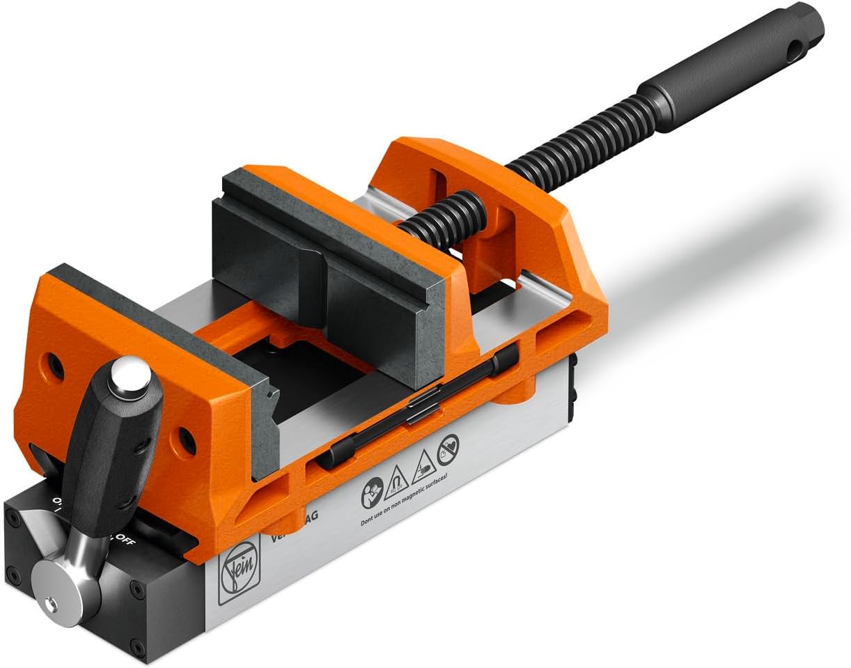 Fein Magnetschraubstock mit Backenbreite von 100 mm (VersaMAG Schraubstock Tisch, Werkbankzwinge) 90701003020, bis zu 7
