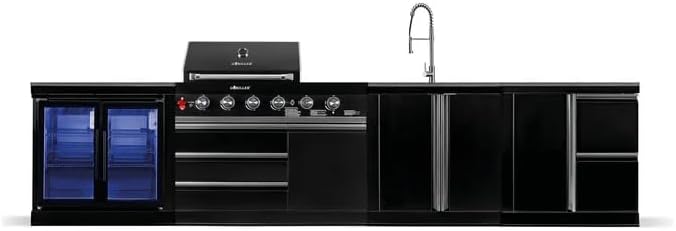 GORILLER BLACKBACK L3 Outdoor-Küche Grill, Extra-Arbeitsfläche und Stauraum, Edelstahl, Gasgrill mit Doppel-Kühlschrank, wetterbeständig