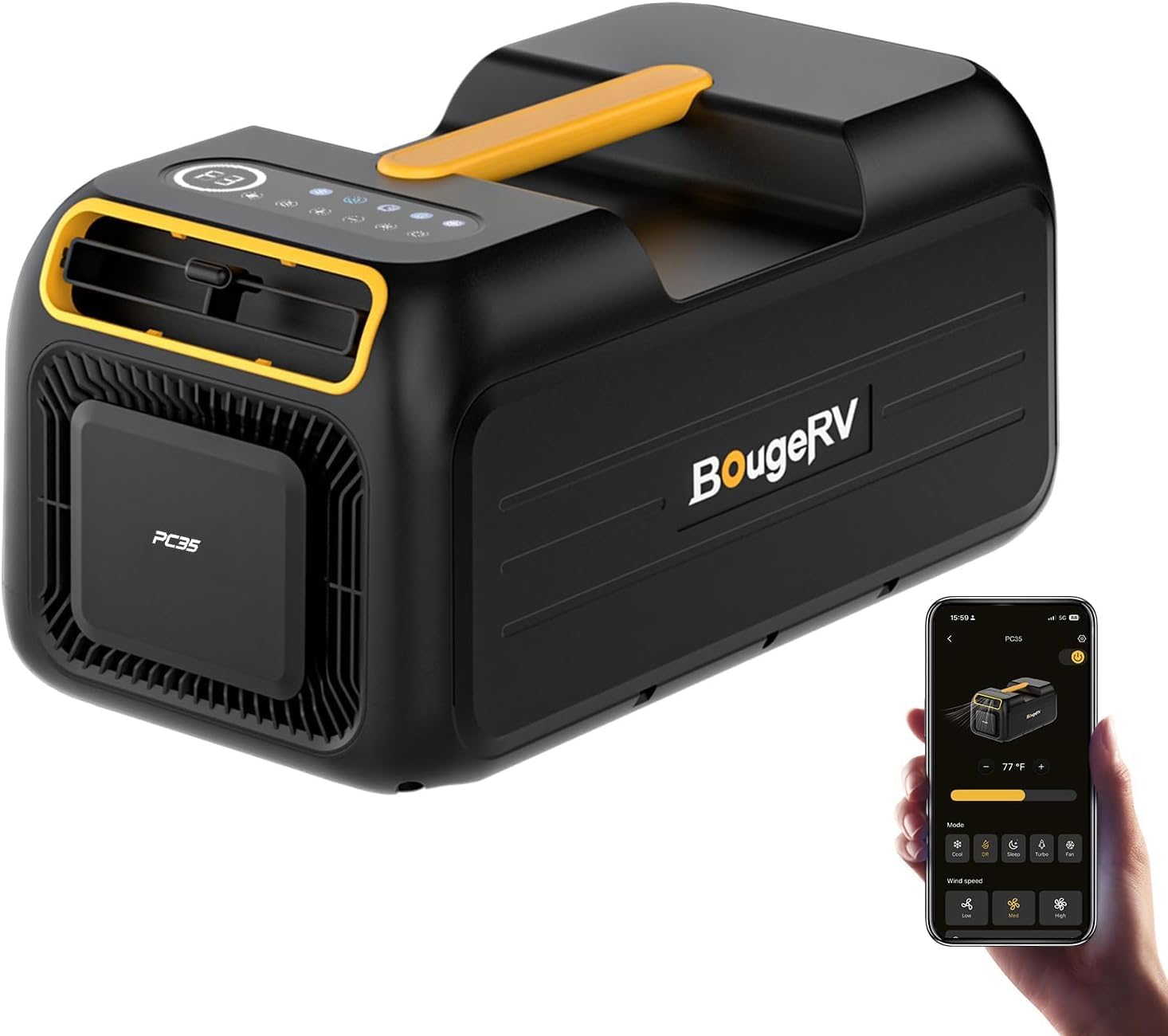 BougeRV 2026 PC35 Mobile Klimaanlage, 3500 BTU Tragbare Klimaanlage, 5 in 1 Klimagerät mit App, App-Steuerung, AC 100V-240V