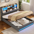 AOGLLATI Polsterbett, 140 × 200 cm), Fernbedienung, App-Steuerung, LED-Beleuchtung, Stauraum