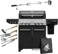Gasgrill Hektor 4B-S inkl. Drehspieß, All Inclusive mit 4 Grill-Utensilien, 4 Brenner