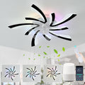 RGB Deckenventilator, Moderne Blume Ventilator Lampe LED Dimmbar, Fernbedienung, App-Steuerung, dimmbares Licht