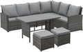 SVITA Monroe Garten-Lounge Set Polyrattan Lounge-Möbel Sitzgruppe Grau Sofa, Design