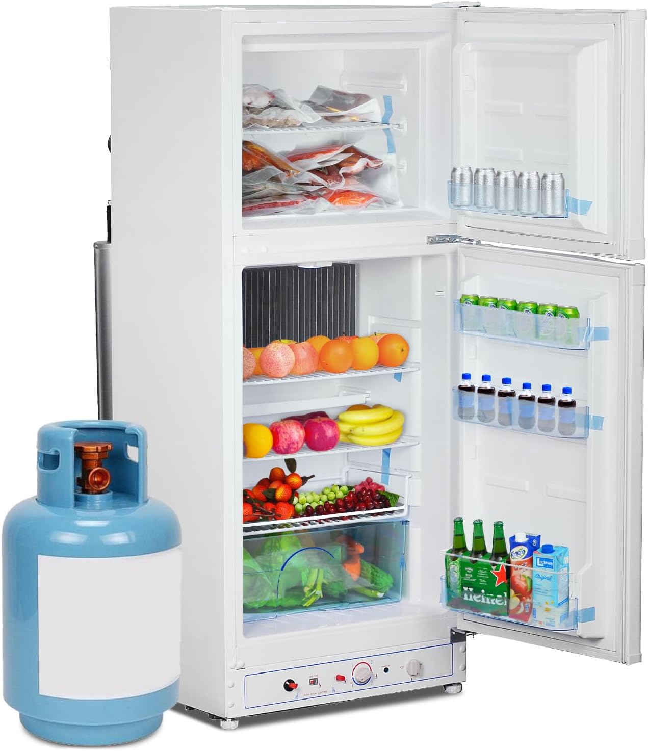 SMETA Gas Kühlschrank, Stauraum, Gas/230V, Kühl-Gefrierkombination 175L