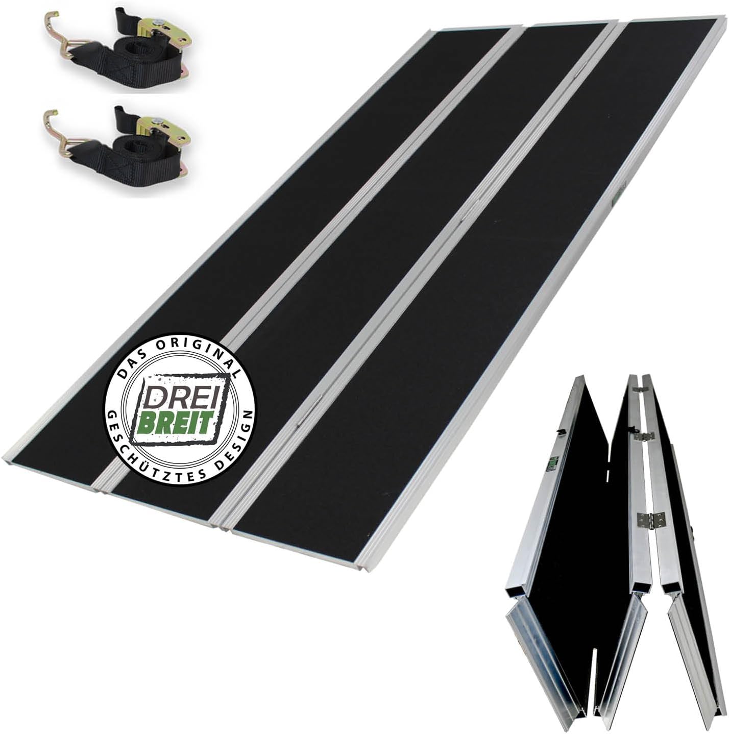 DREIBREIT by TRUTZHOLM Alu Auffahrrampe 215 cm 2-Fach klappbar Rasenmäher, klappbar