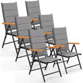 LIFERUN Gartenstühl Hochlehner Klappbar Stuhl, Bis 120 kg, Stauraum, 6er Set Aluminium Balkonstuhl, 7-Fach Verstellbar, klappbar